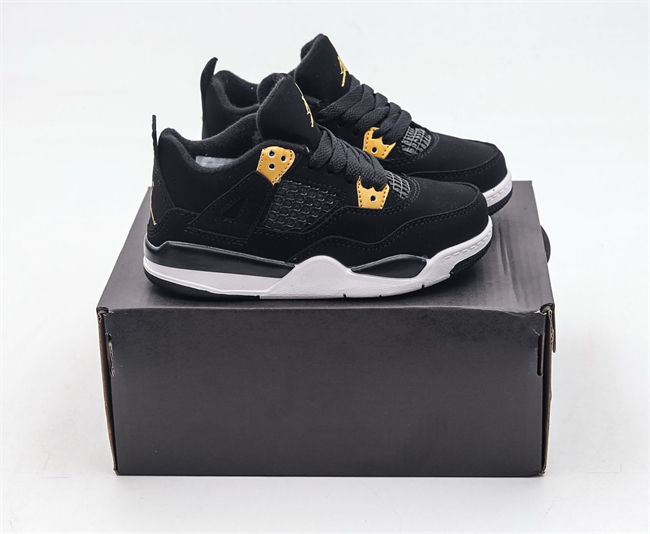 Youth Running weapon Super Quality Air Jordan 4 Black/Yellow Shoes 042
